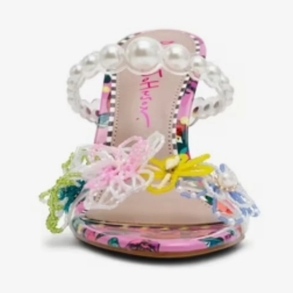 💕▪️Betsey Johnson▪️berry Multi Goldiee embellished Heeled Sandals